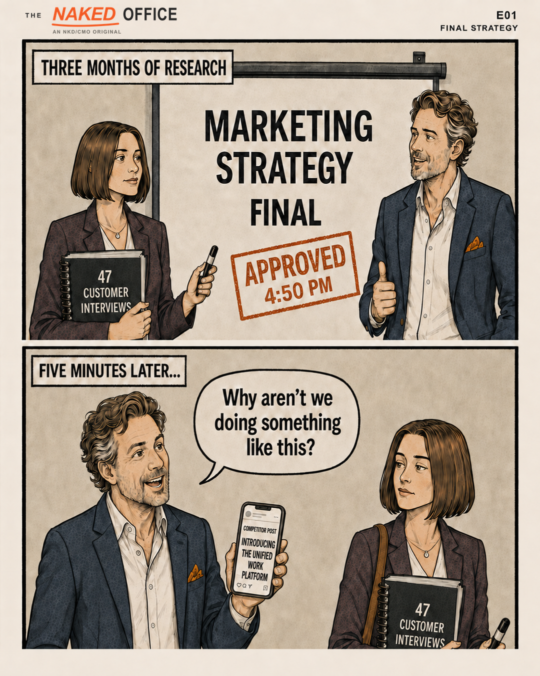 S1E01, Final Strategy: A competitor’s post destabilizes the final strategy.